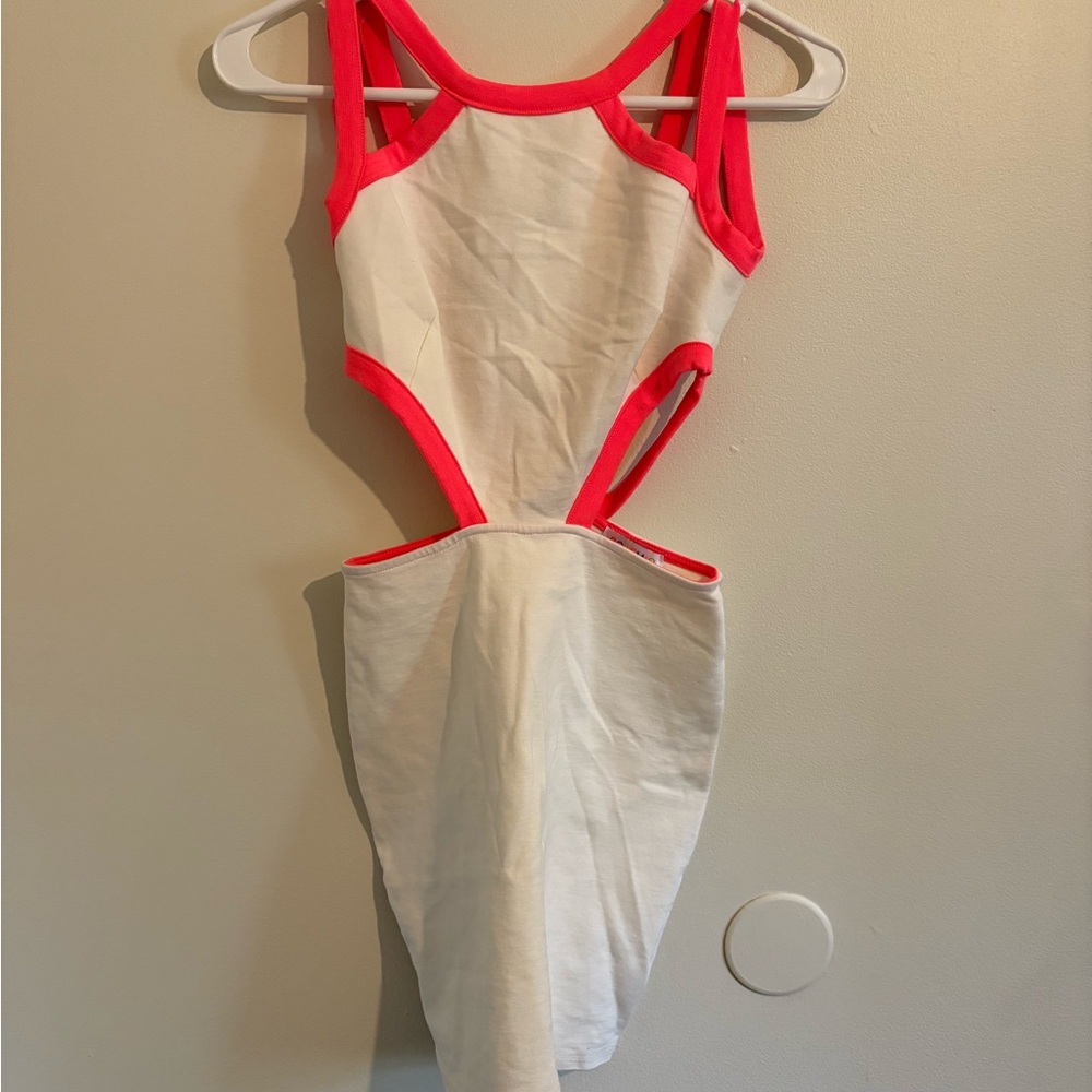 White and Pink Cutout Dress